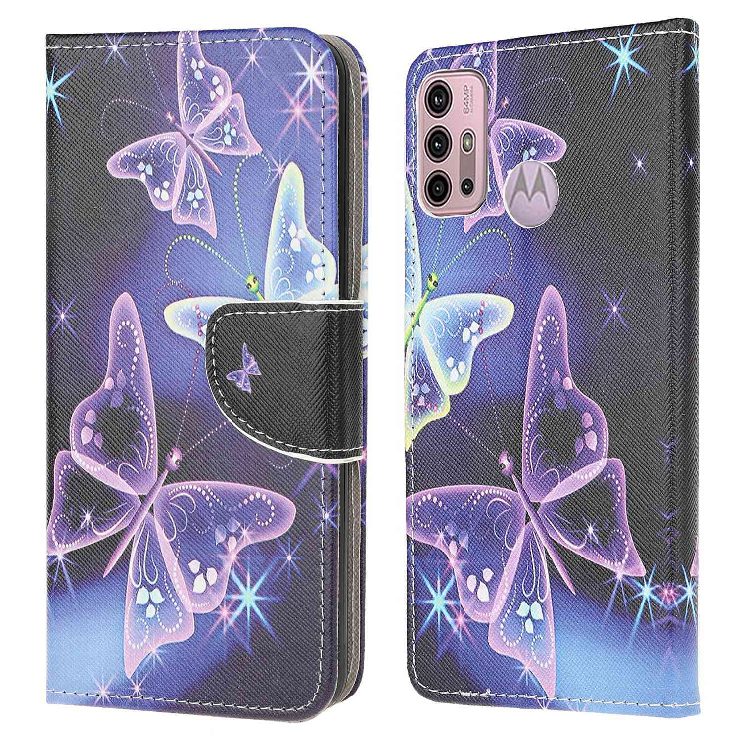 Pattern Printing Cross Texture Leather Wallet Stand Case Shell for Motorola Moto G30/G20/ G10