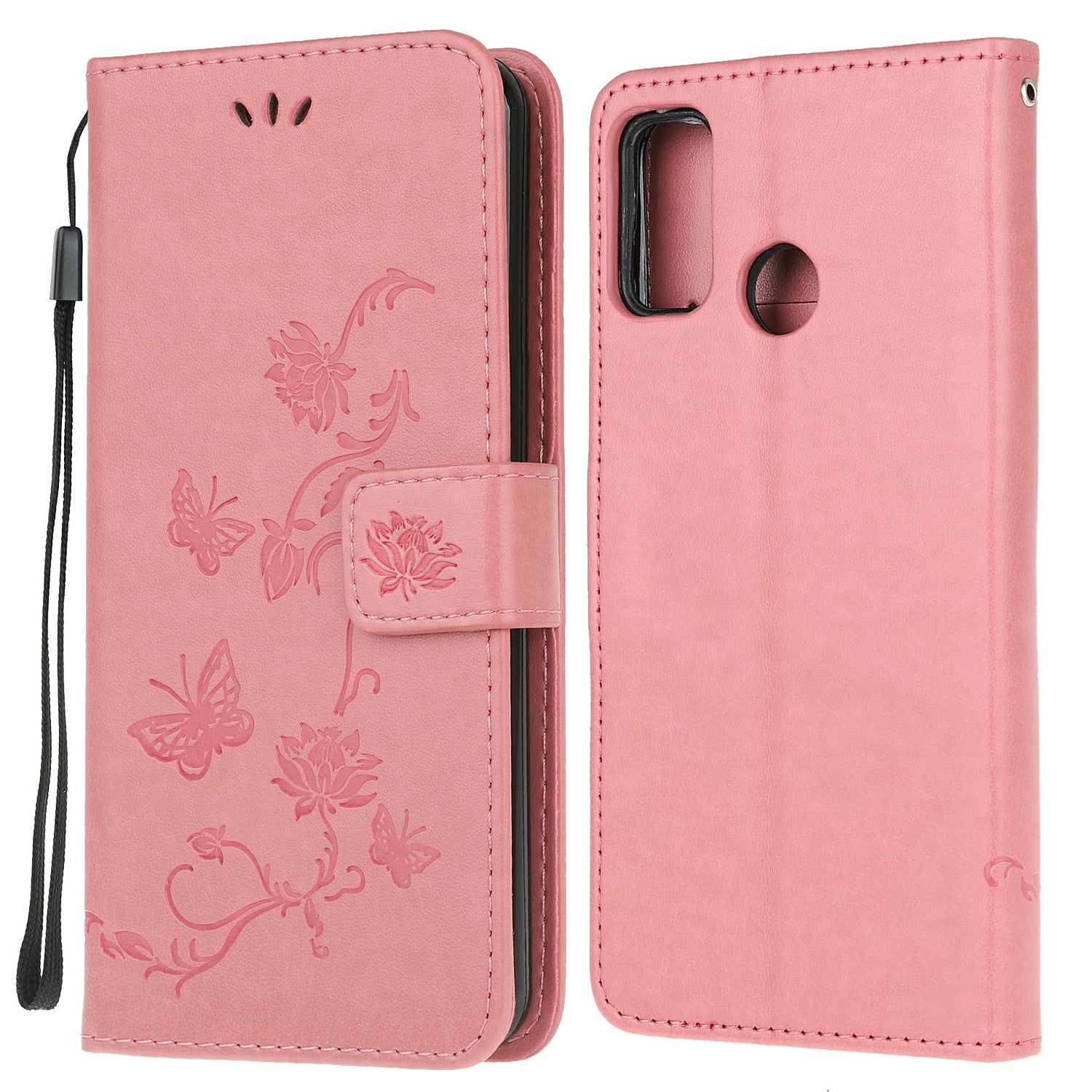 Imprint Butterfly Flower Leather Wallet Stand Phone Cover for Motorola Moto G30/G20 / G10