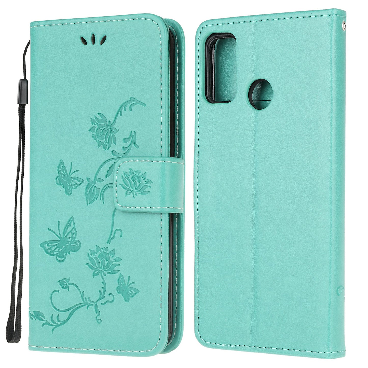 Imprint Butterfly Flower Leather Wallet Stand Phone Cover for Motorola Moto G30/G20 / G10