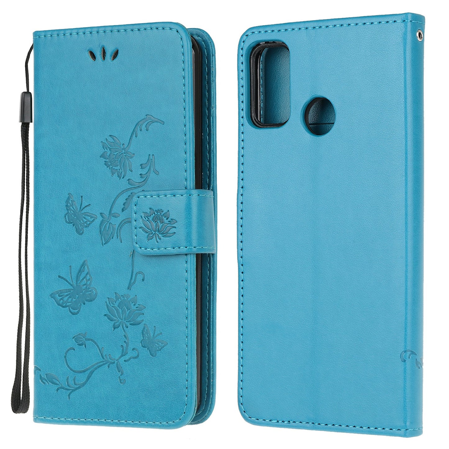 Imprint Butterfly Flower Leather Wallet Stand Phone Cover for Motorola Moto G30/G20 / G10