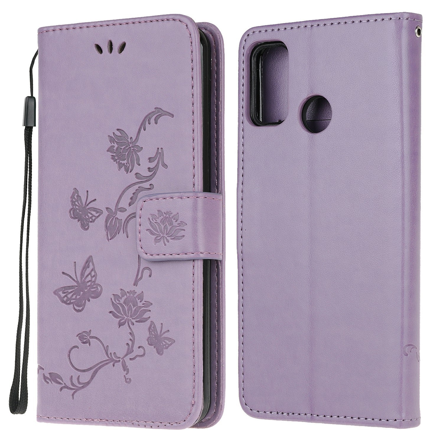 Imprint Butterfly Flower Leather Wallet Stand Phone Cover for Motorola Moto G30/G20 / G10