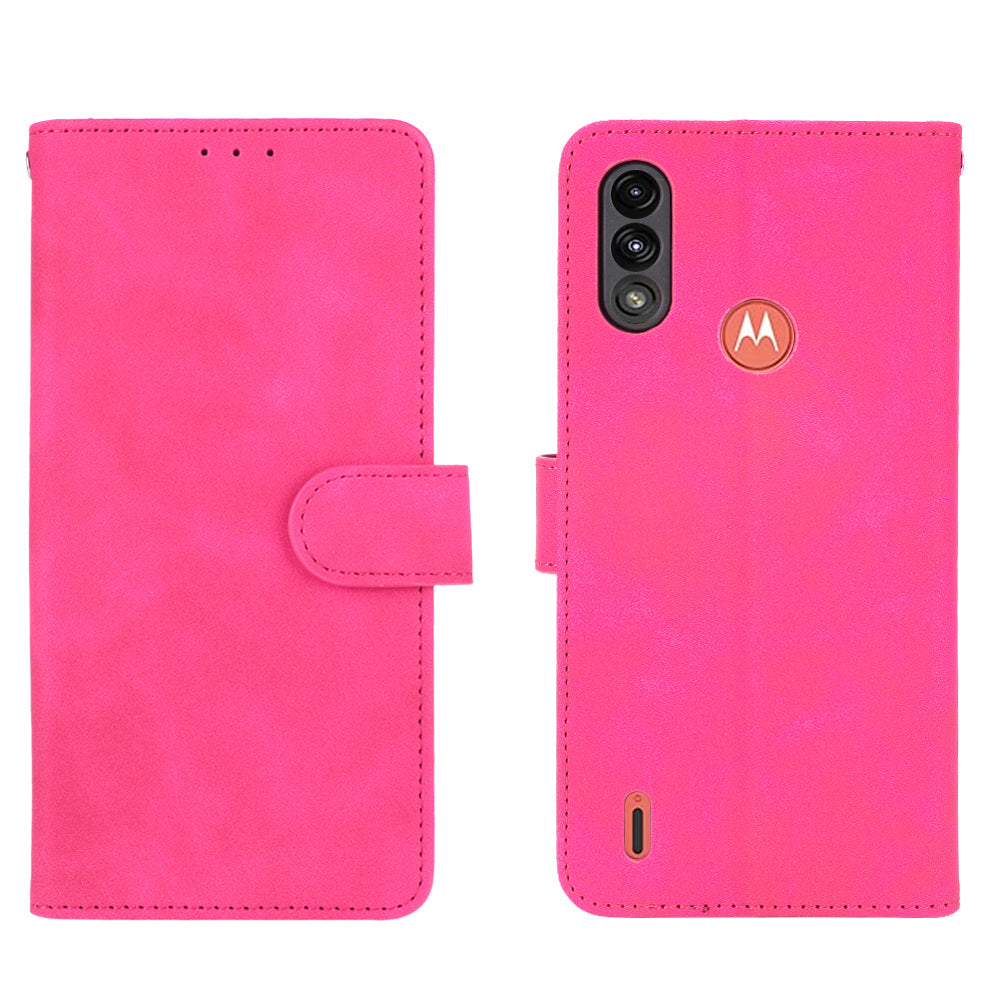 Skin-touch Folio Flip Leather Protective Shell for Motorola Moto E7 Power/Moto E7i Power 2021 Wallet Stand Cover