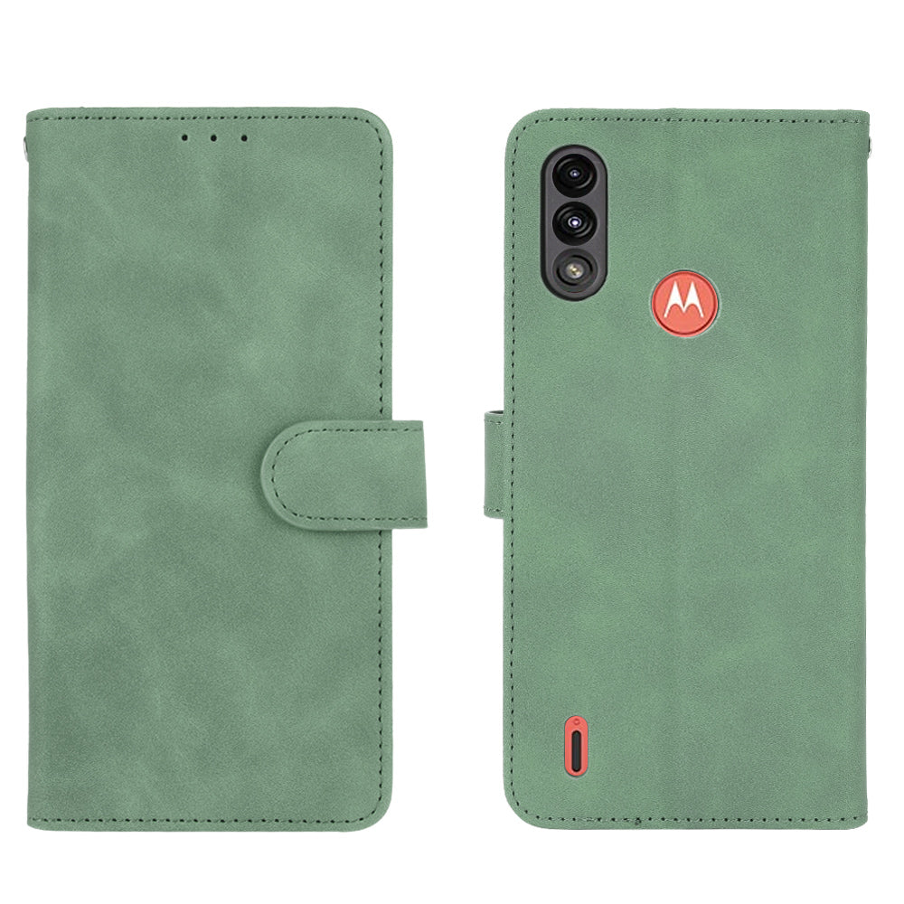 Skin-touch Folio Flip Leather Protective Shell for Motorola Moto E7 Power/Moto E7i Power 2021 Wallet Stand Cover