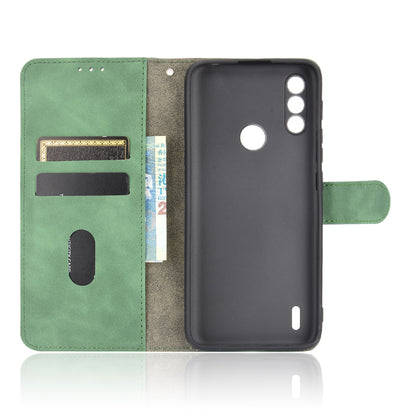 Skin-touch Folio Flip Leather Protective Shell for Motorola Moto E7 Power/Moto E7i Power 2021 Wallet Stand Cover