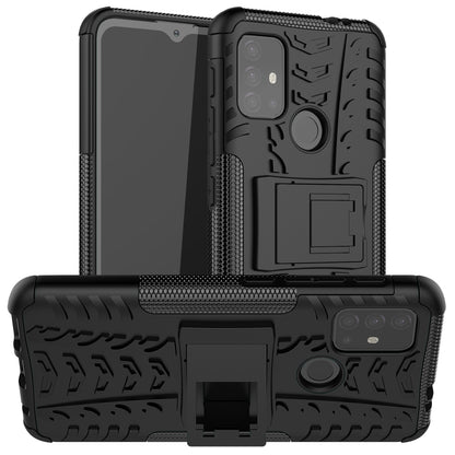 Cool Tyre Surface Design PC + TPU Hybrid Phone Case Cover with Kickstand for Motorola Moto G30