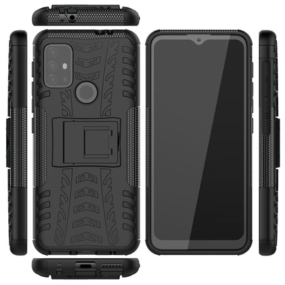 Cool Tyre Surface Design PC + TPU Hybrid Phone Case Cover with Kickstand for Motorola Moto G30