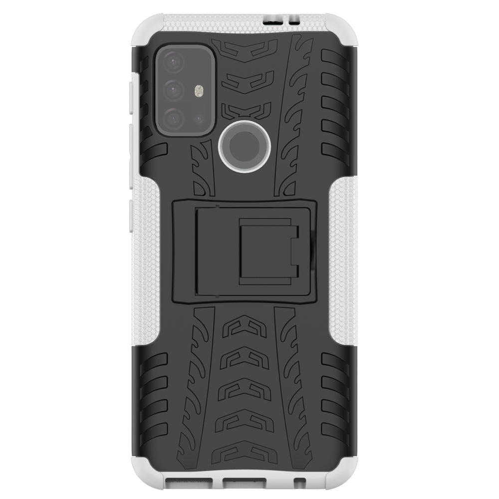 Cool Tyre Surface Design PC + TPU Hybrid Phone Case Cover with Kickstand for Motorola Moto G30