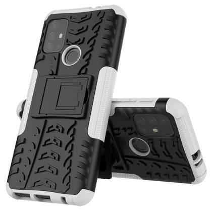 Cool Tyre Surface Design PC + TPU Hybrid Phone Case Cover with Kickstand for Motorola Moto G30