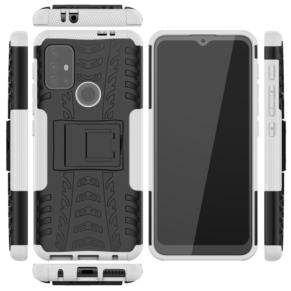 Cool Tyre Surface Design PC + TPU Hybrid Phone Case Cover with Kickstand for Motorola Moto G30