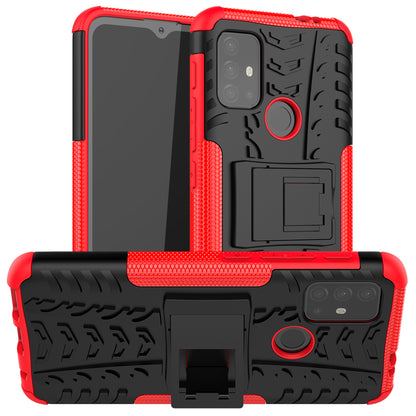 Cool Tyre Surface Design PC + TPU Hybrid Phone Case Cover with Kickstand for Motorola Moto G30