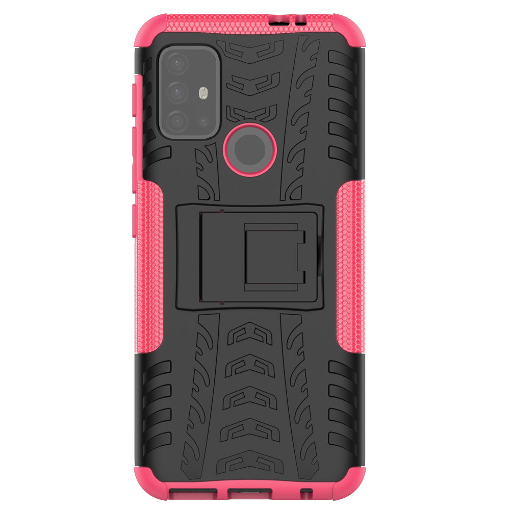 Cool Tyre Surface Design PC + TPU Hybrid Phone Case Cover with Kickstand for Motorola Moto G30