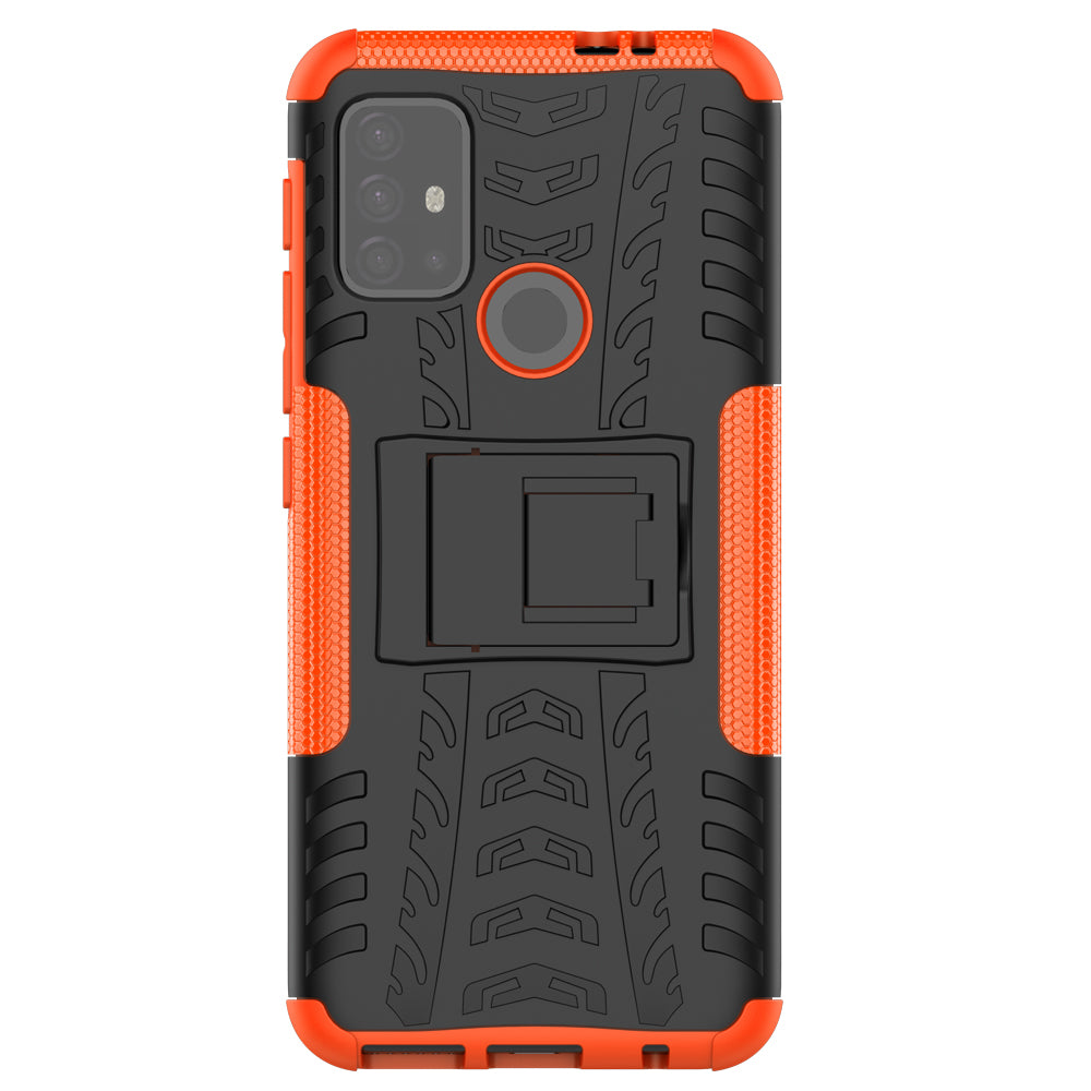 Cool Tyre Surface Design PC + TPU Hybrid Phone Case Cover with Kickstand for Motorola Moto G30