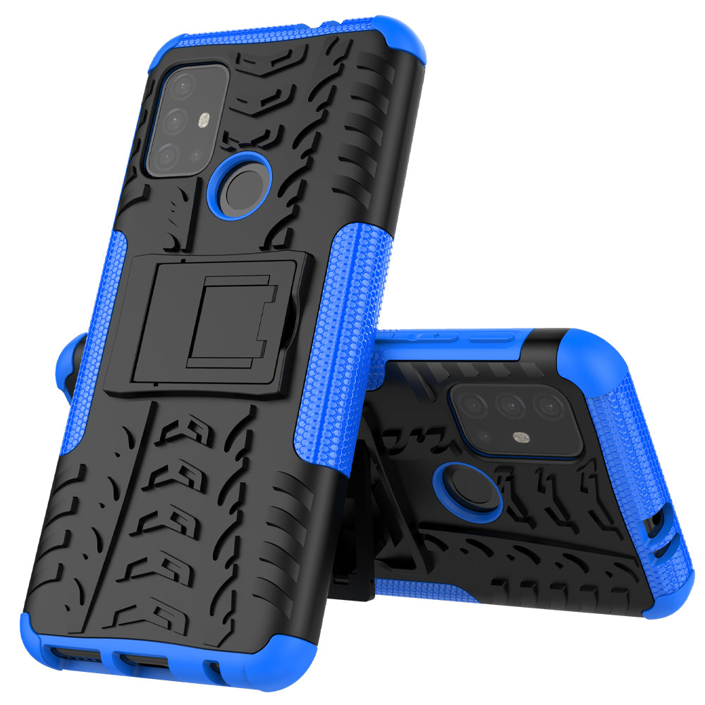 Cool Tyre Surface Design PC + TPU Hybrid Phone Case Cover with Kickstand for Motorola Moto G30