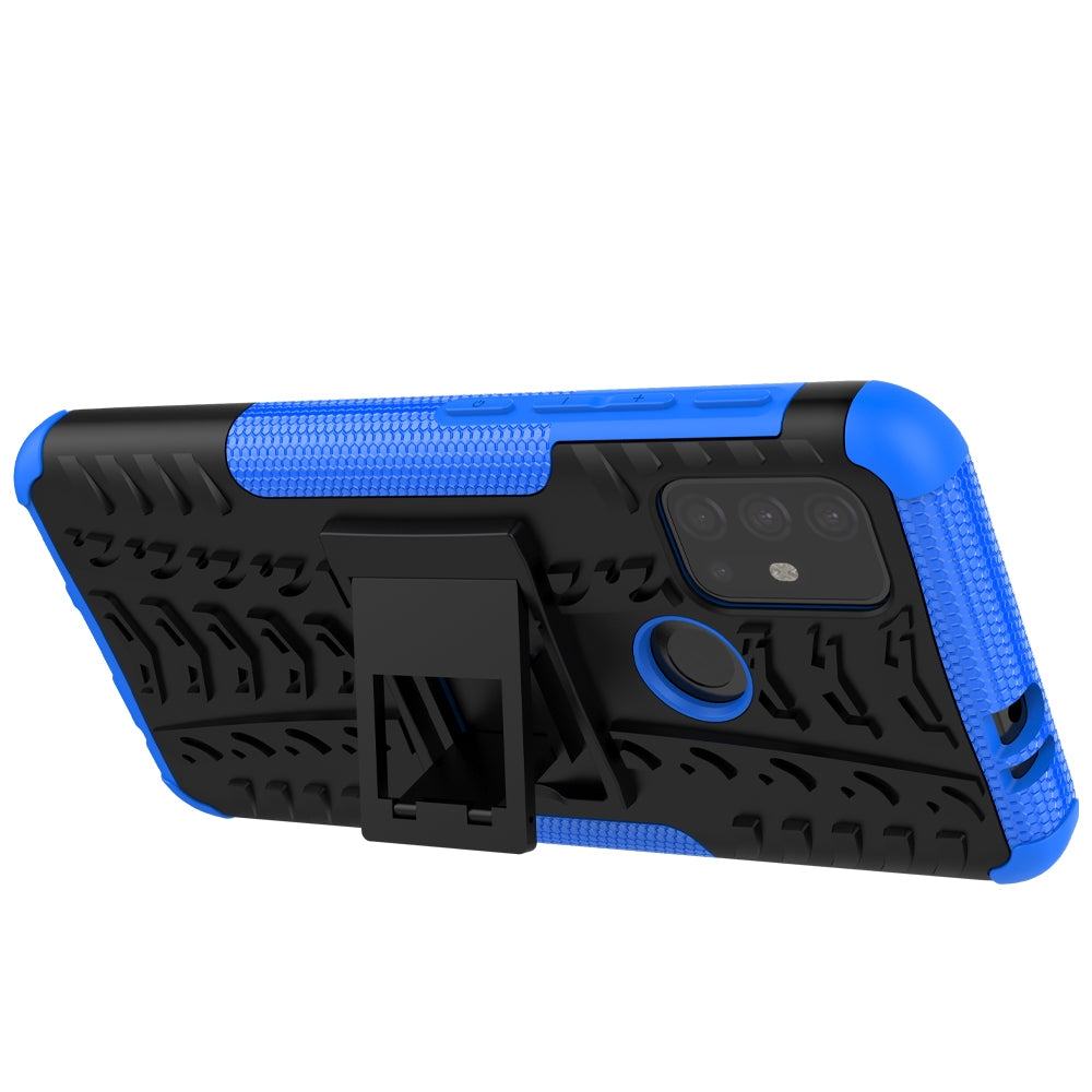 Cool Tyre Surface Design PC + TPU Hybrid Phone Case Cover with Kickstand for Motorola Moto G30