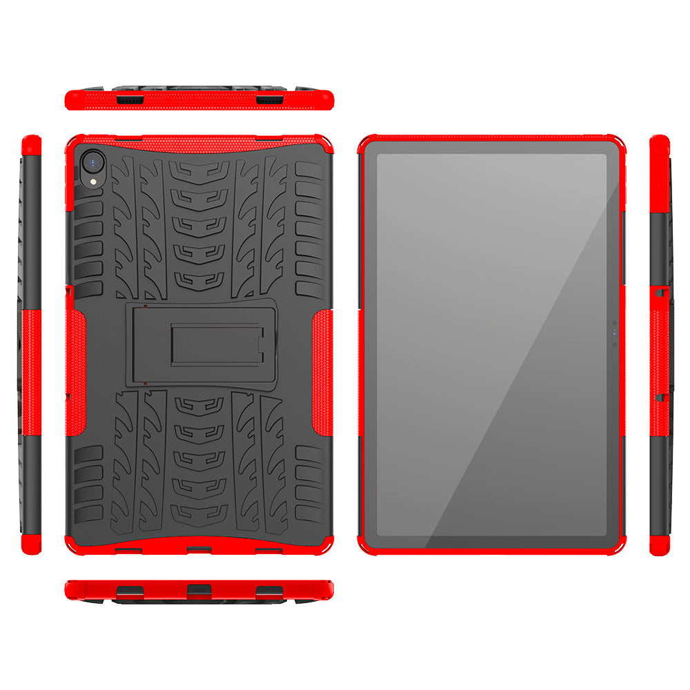 Cool Tyre Surface Design PC + TPU Hybrid Phone Cover Shell with Kickstand for Lenovo Tab P11 / Tab P11 5G