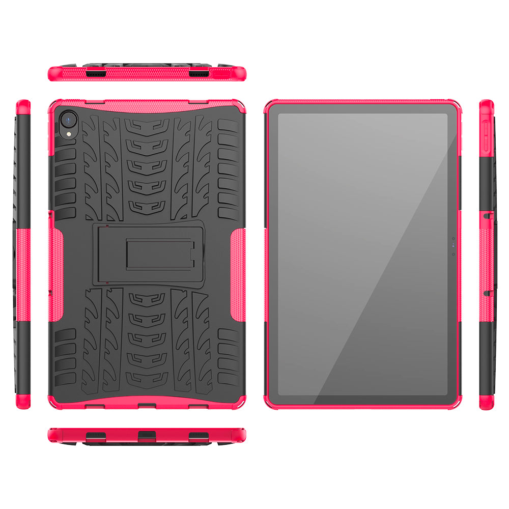 Cool Tyre Surface Design PC + TPU Hybrid Phone Cover Shell with Kickstand for Lenovo Tab P11 / Tab P11 5G