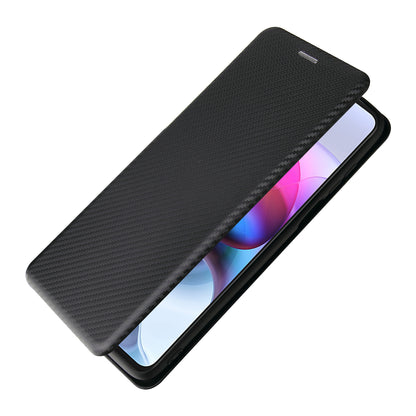 Auto-absorbed Stand Carbon Fiber Texture Leather Shell Cover for Motorola Edge S / Moto G100