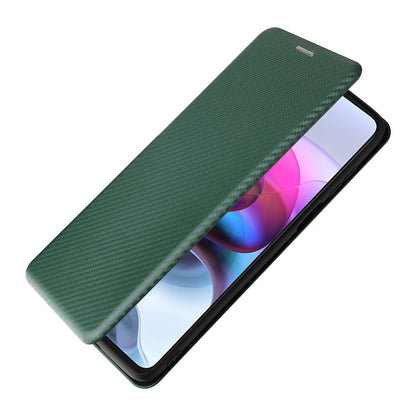 Auto-absorbed Stand Carbon Fiber Texture Leather Shell Cover for Motorola Edge S / Moto G100