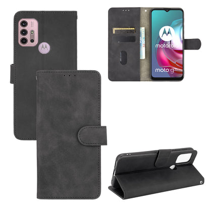 Silky Touch Leather Wallet Stand Shell Cover for Motorola Moto G30/G20 / G10