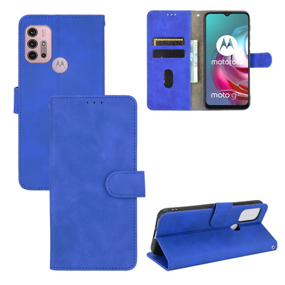 Silky Touch Leather Wallet Stand Shell Cover for Motorola Moto G30/G20 / G10