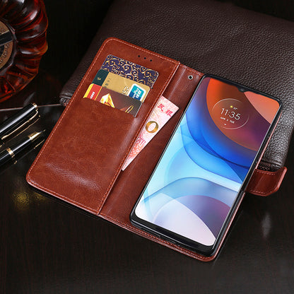 IDEWEI Wallet Design Folio Flip Crazy Horse Texture Leather Mobile Casing for Motorola Moto E7 Power/Moto E7i Power