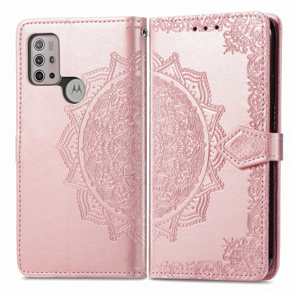 Embossed Mandala Flower Wallet Leather Stand Shell for Motorola Moto G30