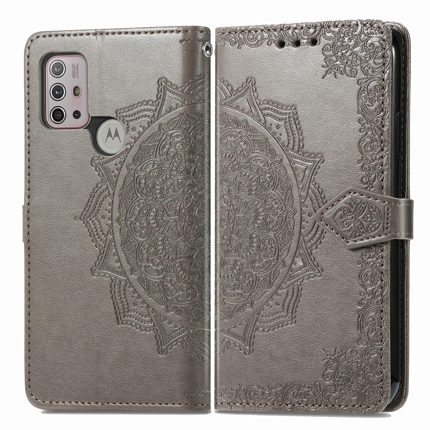 Embossed Mandala Flower Wallet Leather Stand Shell for Motorola Moto G30