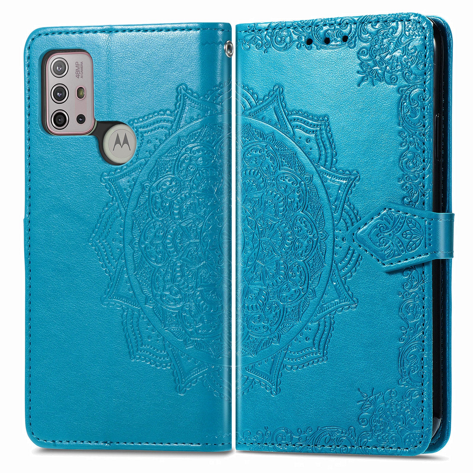 Embossed Mandala Flower Wallet Leather Stand Shell for Motorola Moto G30