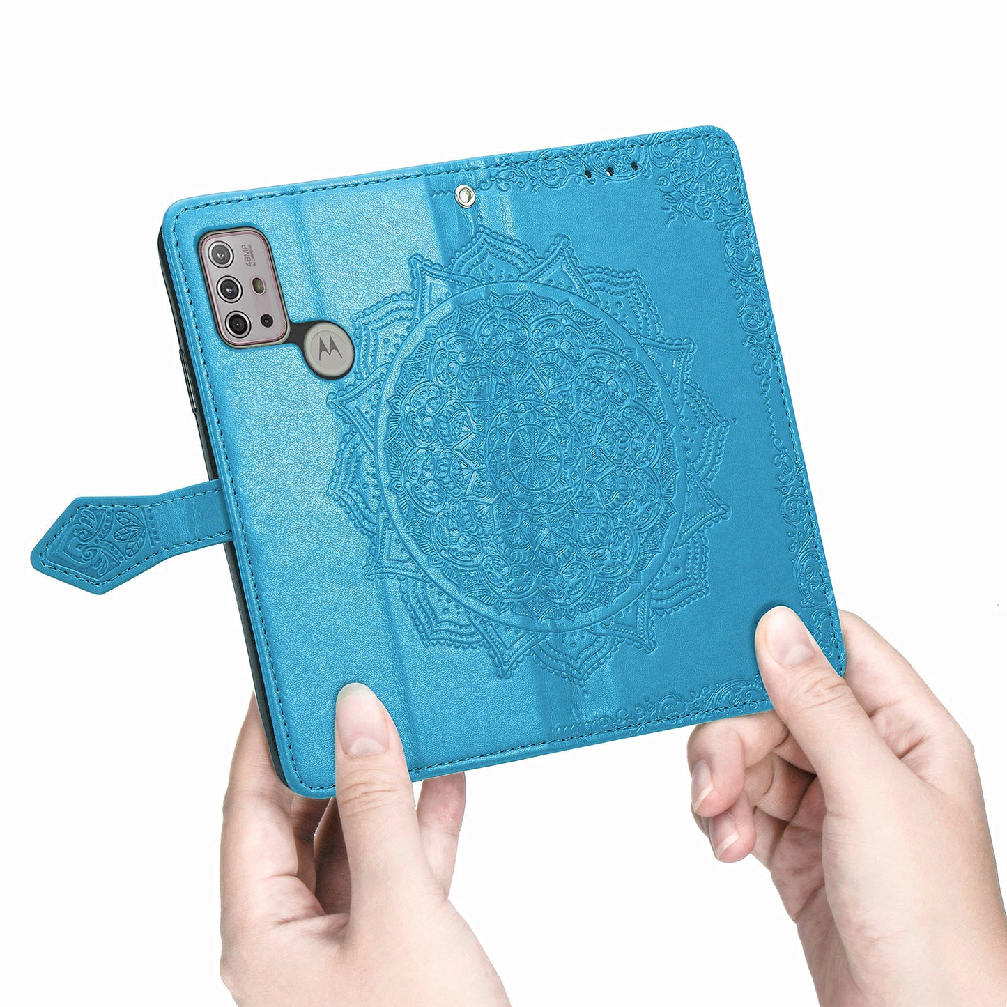 Embossed Mandala Flower Wallet Leather Stand Shell for Motorola Moto G30