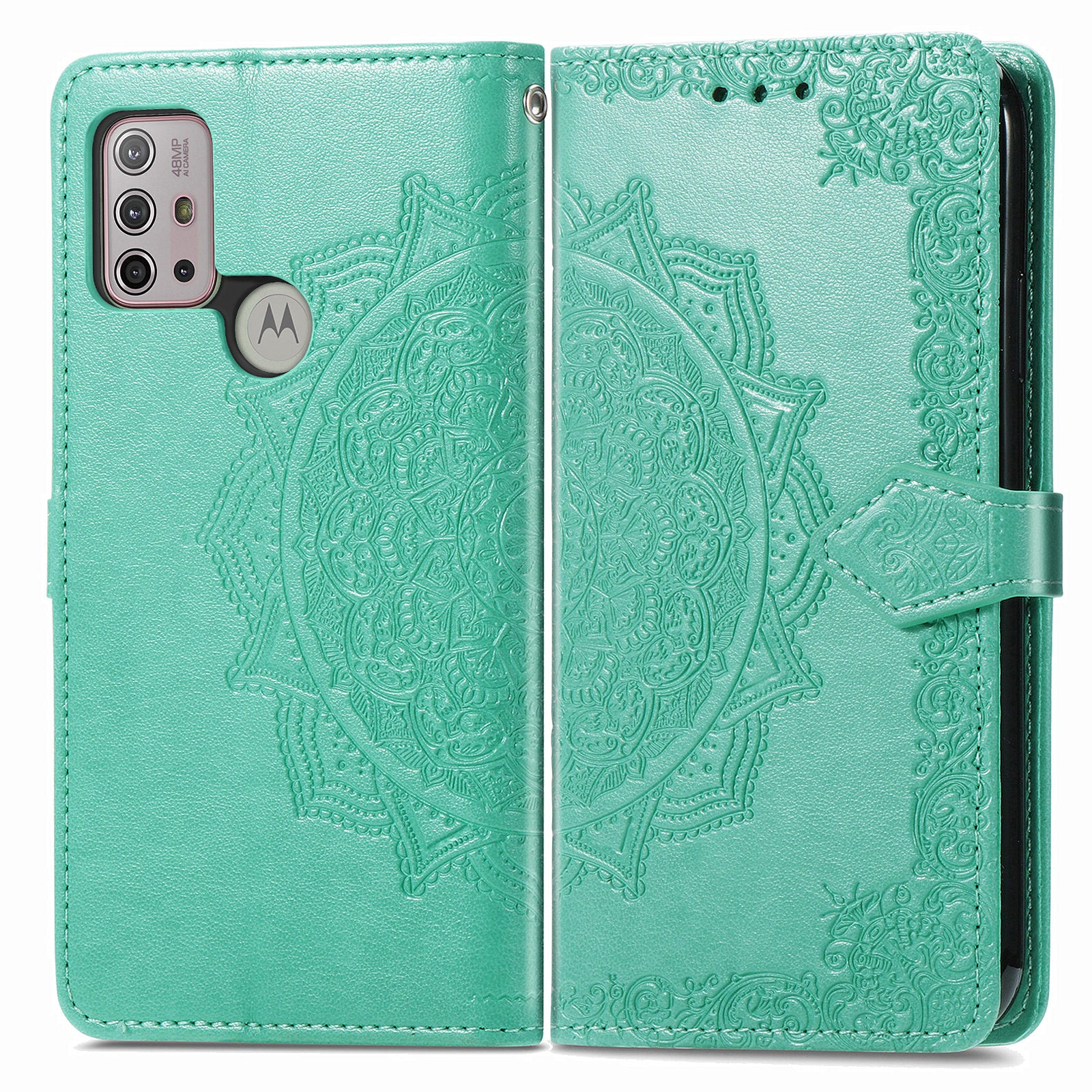 Embossed Mandala Flower Wallet Leather Stand Shell for Motorola Moto G30