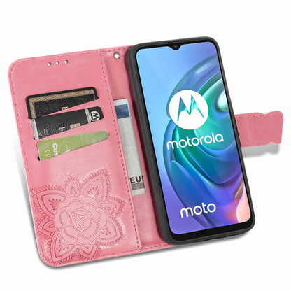 Imprint Big Butterfly Leather Wallet Phone Shell for Motorola Moto G10/G20