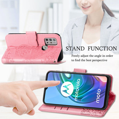 Imprint Big Butterfly Leather Wallet Phone Shell for Motorola Moto G10/G20