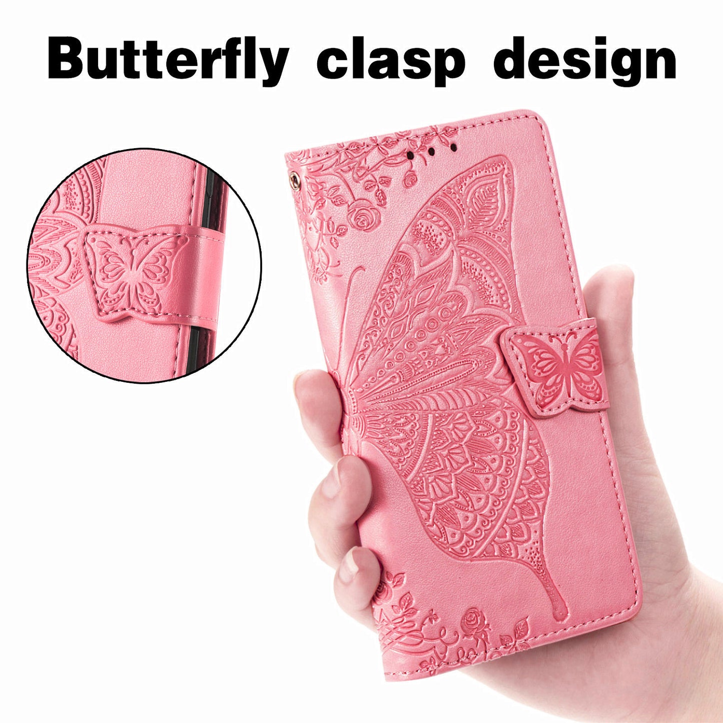 Imprint Big Butterfly Leather Wallet Phone Shell for Motorola Moto G10/G20