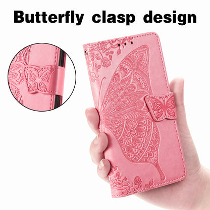 Imprint Big Butterfly Leather Wallet Phone Shell for Motorola Moto G10/G20