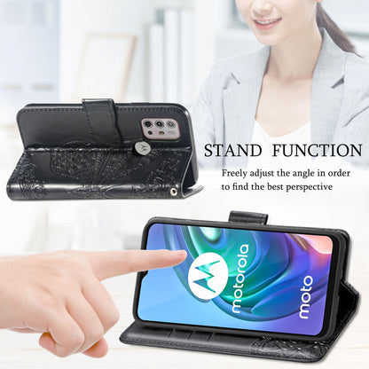 Imprint Big Butterfly Leather Wallet Phone Shell for Motorola Moto G10/G20