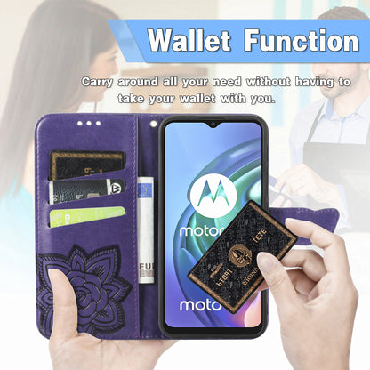 Imprint Big Butterfly Leather Wallet Phone Shell for Motorola Moto G10/G20