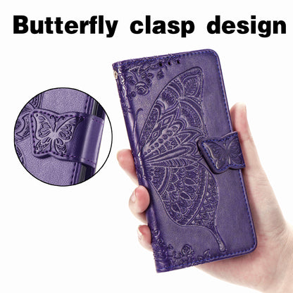 Imprint Big Butterfly Leather Wallet Phone Shell for Motorola Moto G10/G20