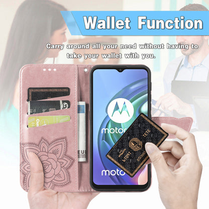 Imprint Big Butterfly Leather Wallet Phone Shell for Motorola Moto G10/G20