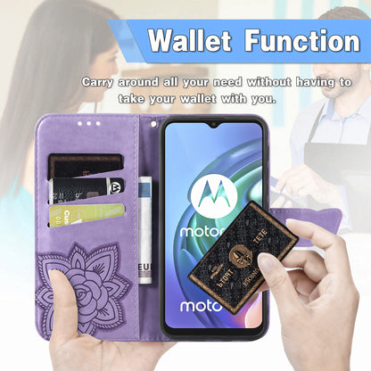 Imprint Big Butterfly Leather Wallet Phone Shell for Motorola Moto G10/G20