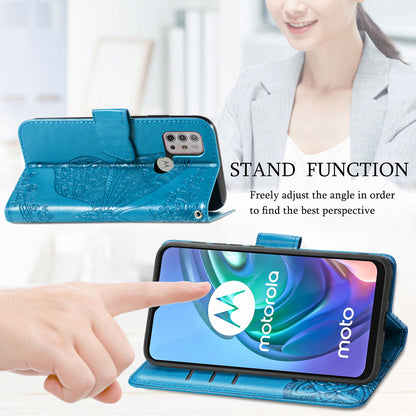 Imprint Big Butterfly Leather Wallet Phone Shell for Motorola Moto G10/G20