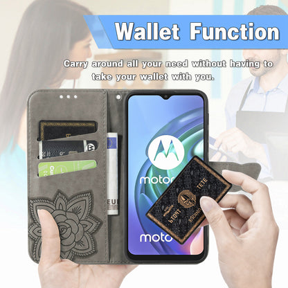 Imprint Big Butterfly Leather Wallet Phone Shell for Motorola Moto G10/G20