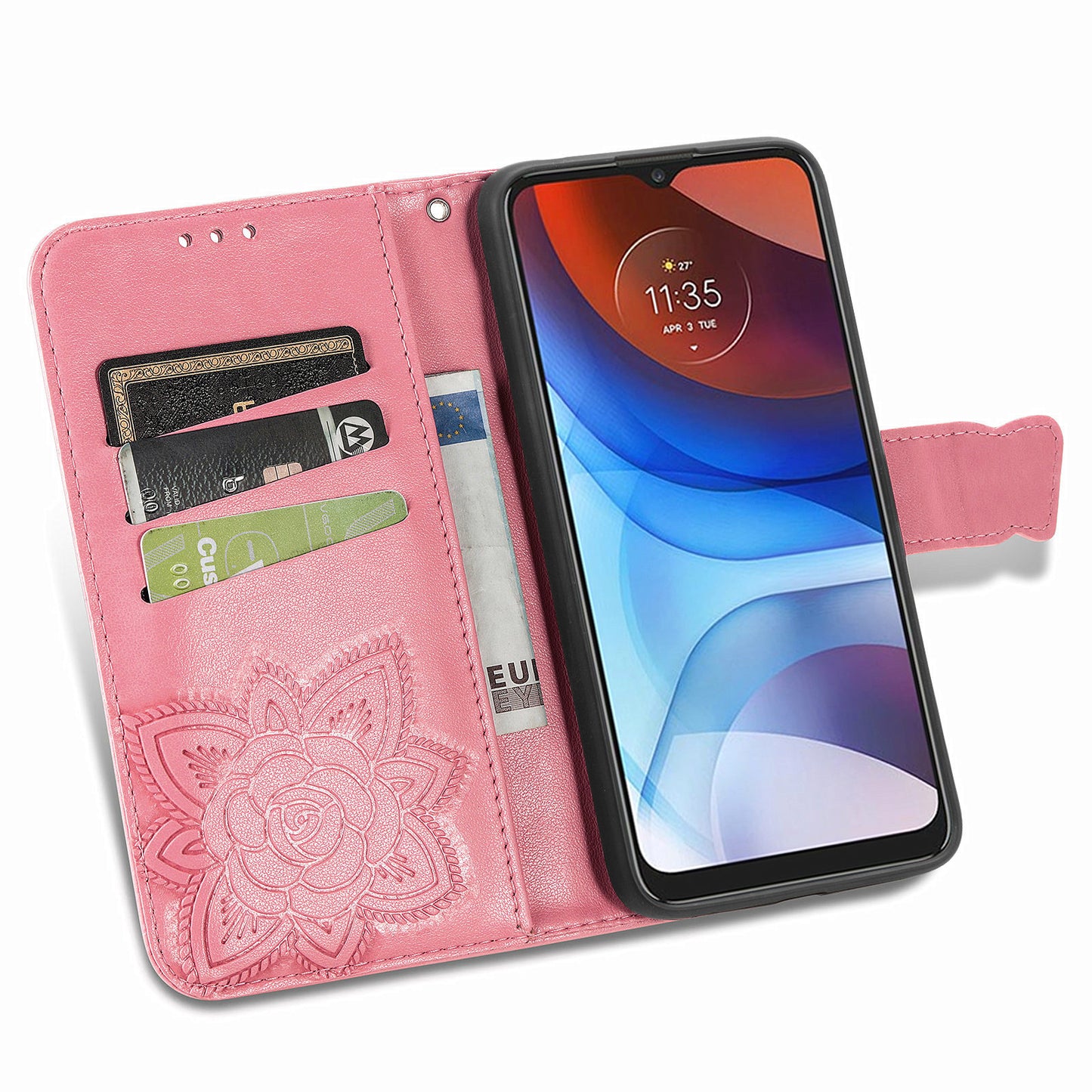 Imprint Big Butterfly Leather Wallet Phone Case Cover for Motorola Moto E7 Power/Moto E7i Power