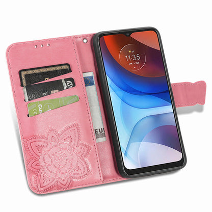 Imprint Big Butterfly Leather Wallet Phone Case Cover for Motorola Moto E7 Power/Moto E7i Power