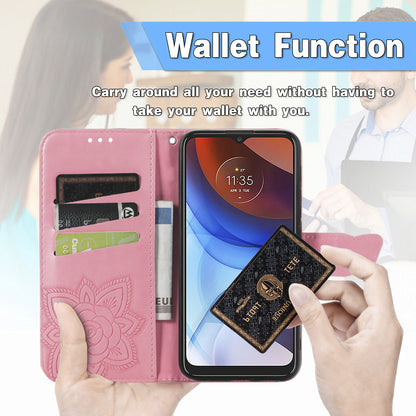 Imprint Big Butterfly Leather Wallet Phone Case Cover for Motorola Moto E7 Power/Moto E7i Power