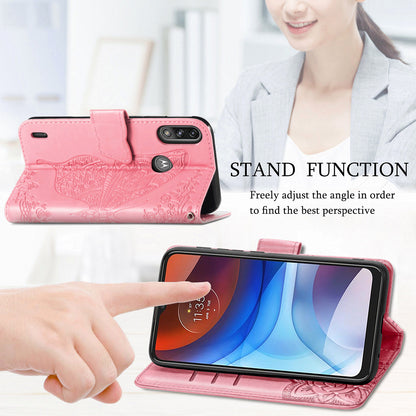 Imprint Big Butterfly Leather Wallet Phone Case Cover for Motorola Moto E7 Power/Moto E7i Power