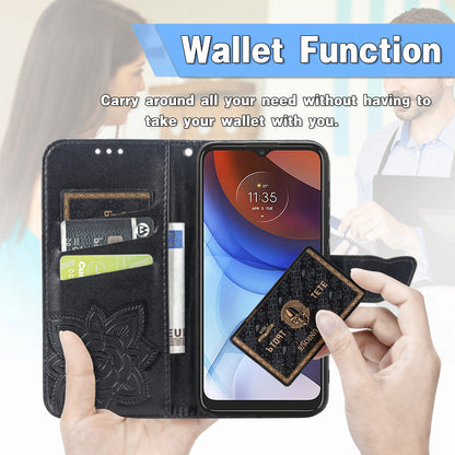 Imprint Big Butterfly Leather Wallet Phone Case Cover for Motorola Moto E7 Power/Moto E7i Power