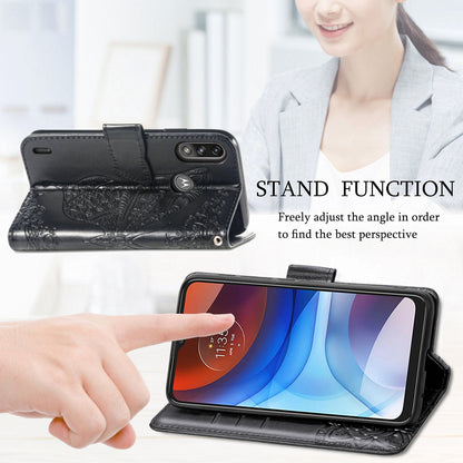 Imprint Big Butterfly Leather Wallet Phone Case Cover for Motorola Moto E7 Power/Moto E7i Power