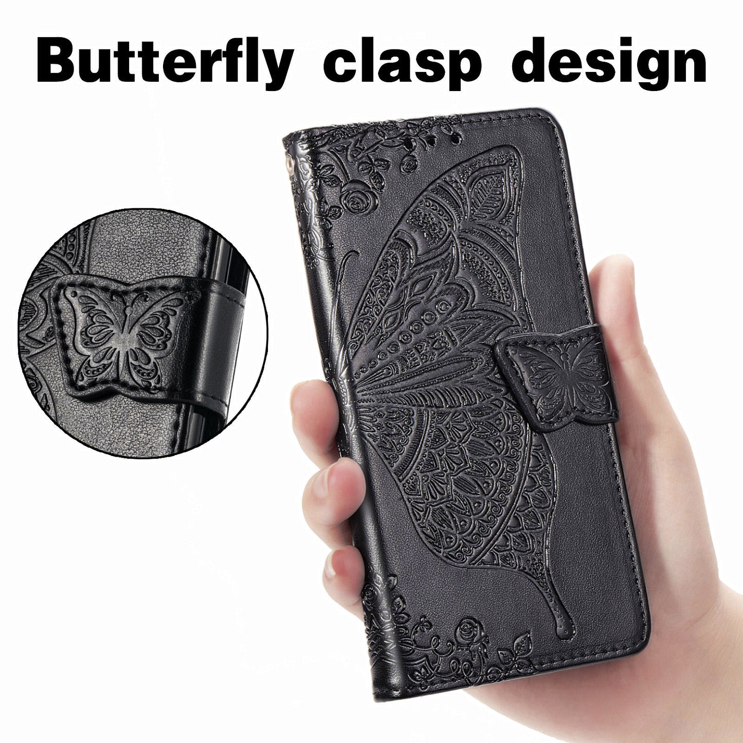 Imprint Big Butterfly Leather Wallet Phone Case Cover for Motorola Moto E7 Power/Moto E7i Power