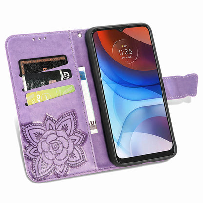 Imprint Big Butterfly Leather Wallet Phone Case Cover for Motorola Moto E7 Power/Moto E7i Power