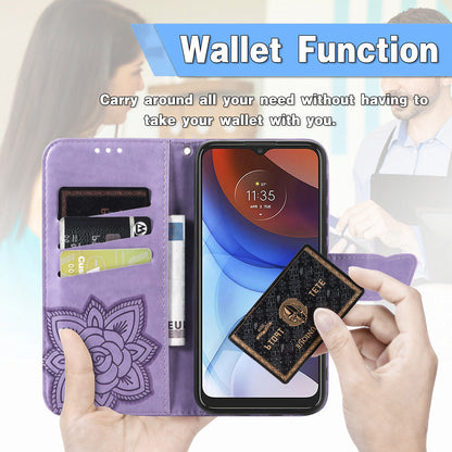 Imprint Big Butterfly Leather Wallet Phone Case Cover for Motorola Moto E7 Power/Moto E7i Power